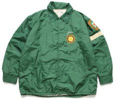 画像1: 70s NEW JERSEY STATE FIRST AID COUNCIL パッチ&チェーン刺繍 ナイロン コーチジャケット 緑 44 (1)