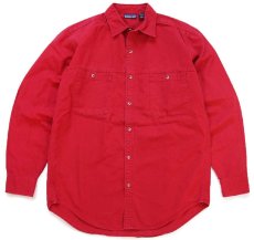 画像1: 90s patagoniaパタゴニア 無地 コットンシャツ 赤 M (1)