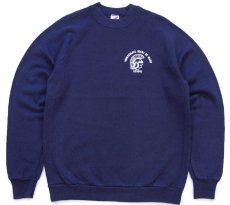 画像1: 80s USA製 IMMACULATE HEART OF MARY SCHOOL ナイト ひび割れプリント スウェット 紺 L★RUSSELLラッセル (1)