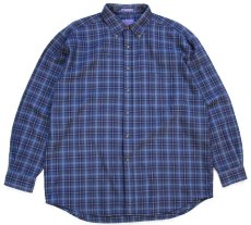 画像1: 00s メキシコ製 SIR PENDLETONサーペンドルトン タータンチェック ボタンダウン ウーステッド ウールシャツ XL (1)