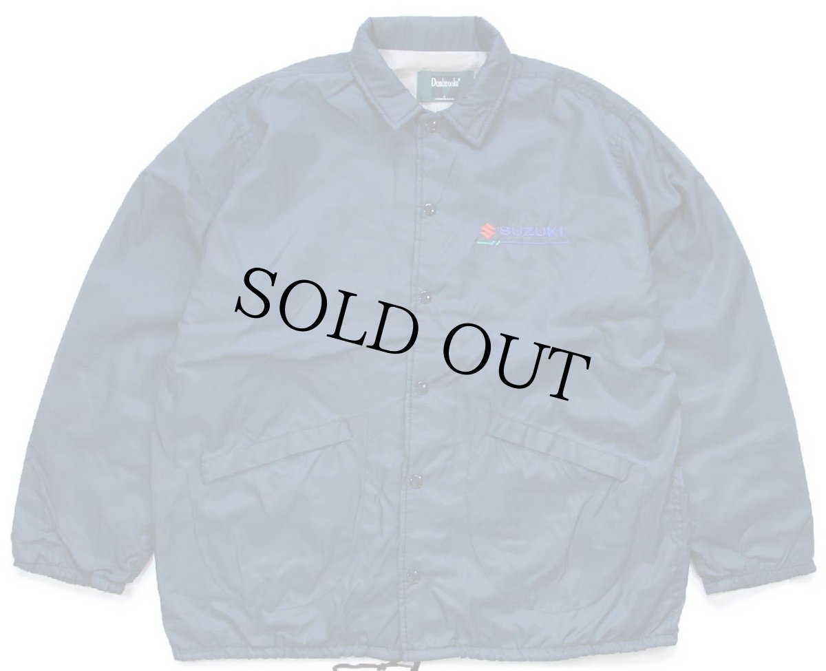 画像1: 90s USA製 SUZUKIスズキ ロゴ刺繍 ナイロン コーチジャケット 紺 L (1)