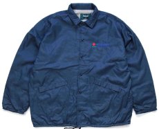 画像1: 90s USA製 SUZUKIスズキ ロゴ刺繍 ナイロン コーチジャケット 紺 L (1)