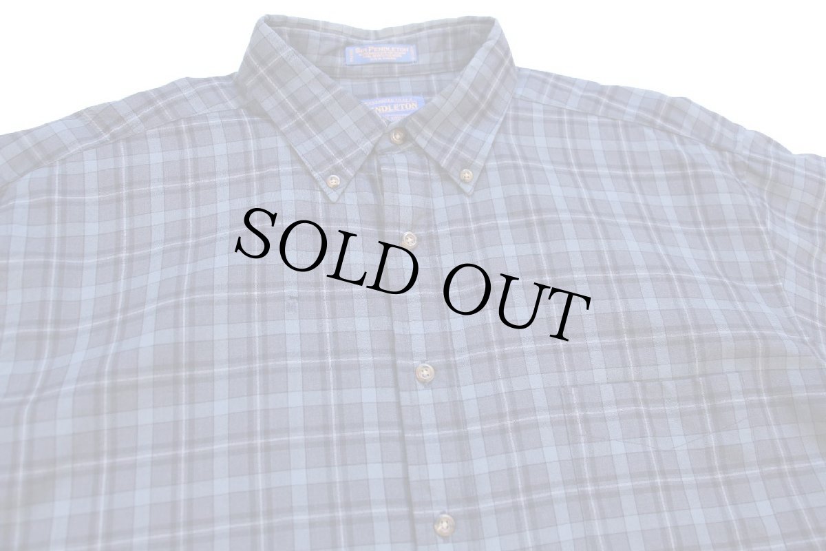 画像3: 00s メキシコ製 SIR PENDLETONサーペンドルトン タータンチェック ボタンダウン ウーステッド ウールシャツ XL (3)