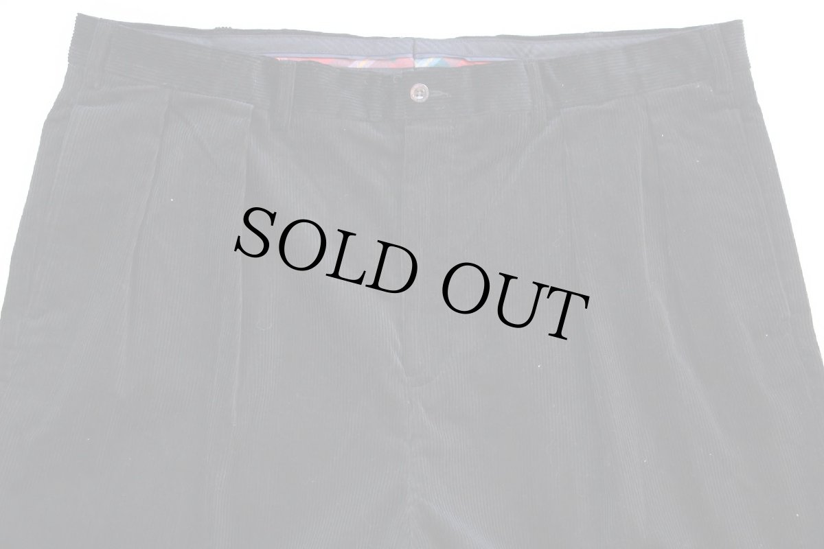 画像4: デッドストック★00s ポロ ラルフローレン BIG ANDREW PANT ツータック ストレッチ コットン 太畝 コーデュロイパンツ 黒 44B-34★特大 (4)