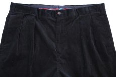 画像4: デッドストック★00s ポロ ラルフローレン BIG ANDREW PANT ツータック ストレッチ コットン 太畝 コーデュロイパンツ 黒 44B-34★特大 (4)