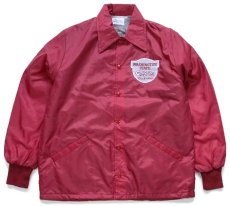 画像1: 90s USA製 WASHINGTON STATE Cougars パッチ付き ボアライナー ナイロン コーチジャケット バーガンディ (1)