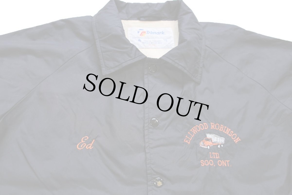 画像3: 80s ELLWOOD ROBINSON LTD トラック刺繍 ナイロン コーチジャケット 黒 XL (3)