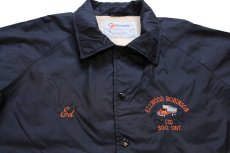 画像3: 80s ELLWOOD ROBINSON LTD トラック刺繍 ナイロン コーチジャケット 黒 XL (3)
