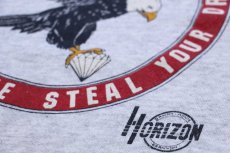 画像4: 90s USA製 Hanes イーグル HORIZON 袖プリント スウェット 杢ライトグレー XL (4)