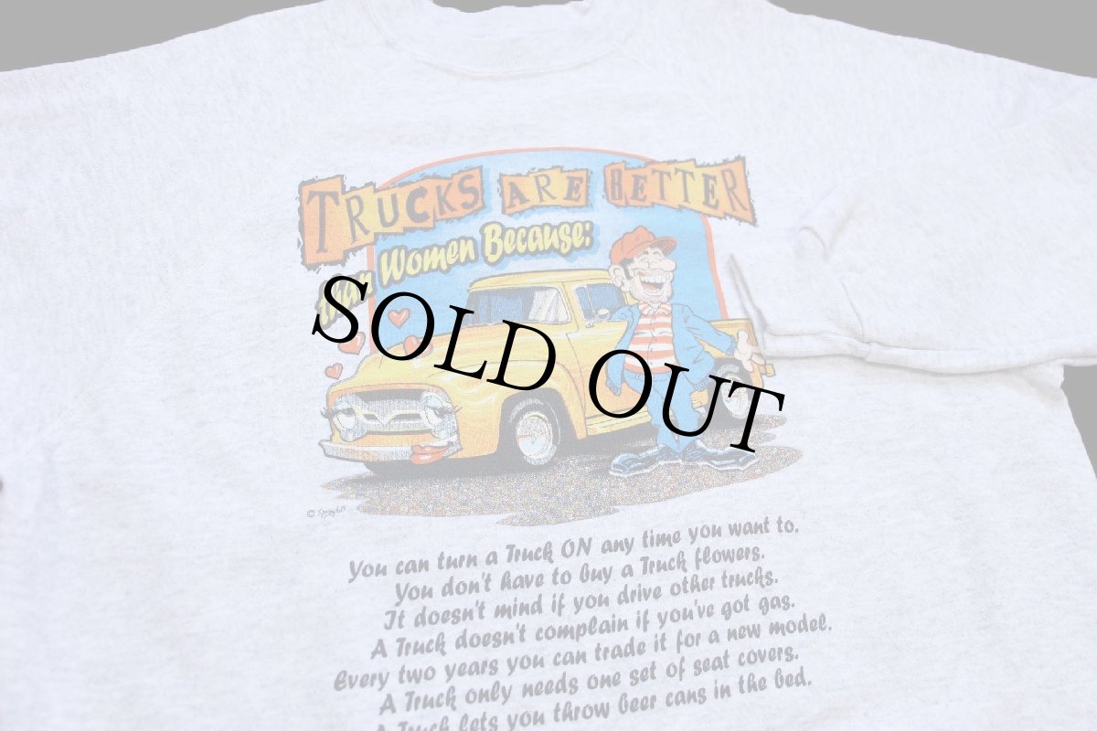 画像3: 90s USA製 Hanes TRUCKS ARE BETTER パンプキン ピックアップ トラック イラスト メッセージ スウェット 杢ライトグレー XL (3)
