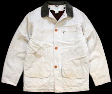 画像1: 90s USA製 L.L.Bean チェック ウールライナー付き ダック地 フィールドコート ベージュ M★ジャケット ハンティング (1)