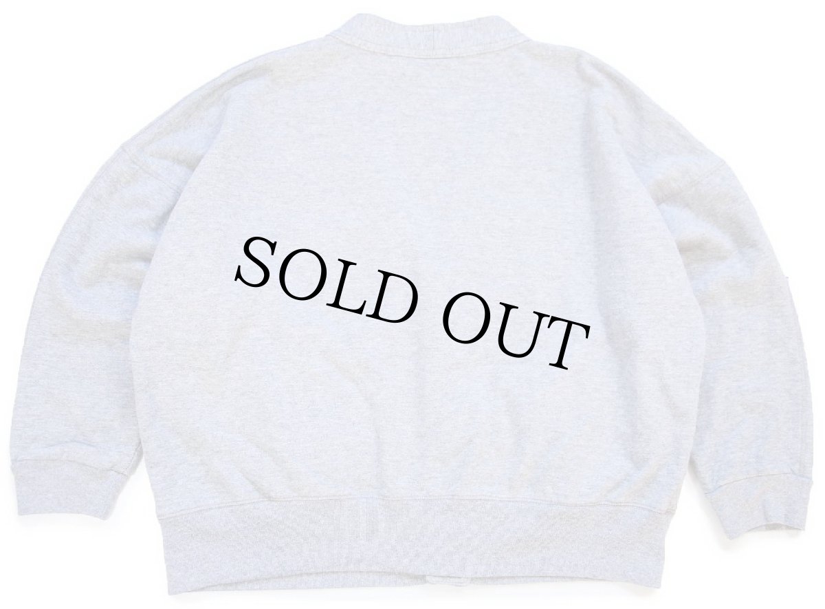 画像2: 90s USA製 ATLETICO BILBAO グローブポケット ショート丈 スウェット カーディガン 杢グレー L/XL (2)