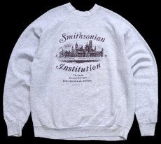 画像1: 80s USA製 Smithsonian Institution スウェット 杢グレー ボロ L (1)
