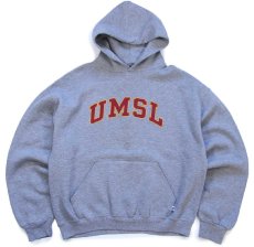 画像1: 00s メキシコ製 RUSSELLラッセル UMSL スウェットパーカー 杢グレー L★フーディー (1)