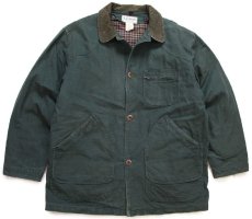 画像1: 90s USA製 L.L.Bean PRIMALOFTプリマロフト ライナー付き ダック地 フィールドコート 緑 L★ジャケット ハンティング (1)