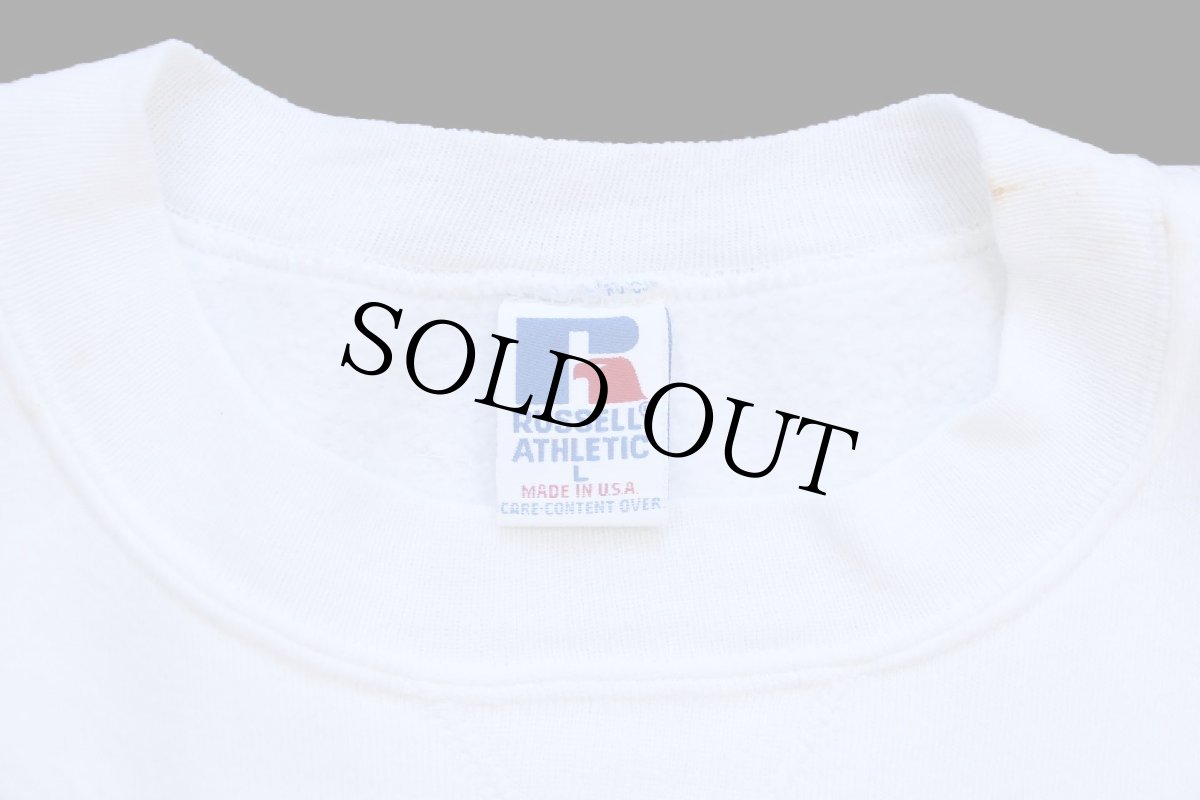 画像4: 90s USA製 RUSSELLラッセル Scarlets RIDGEFIELD PARK 前V スウェット 白 L (4)