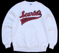 画像1: 90s USA製 RUSSELLラッセル Scarlets RIDGEFIELD PARK 前V スウェット 白 L (1)