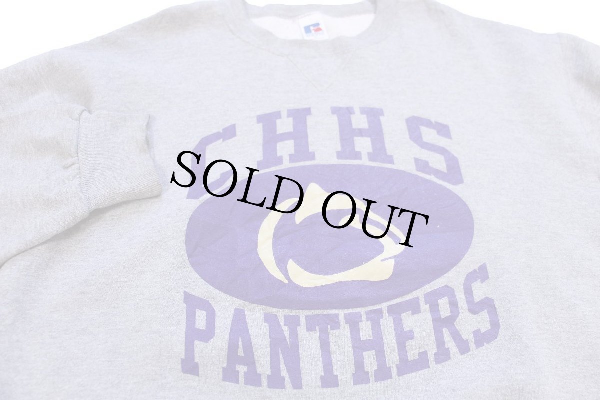 画像3: 90s メキシコ製 RUSSELLラッセル CHHS PANTHERS 前V スウェット 杢グレー L (3)