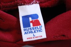 画像4: 90s メキシコ製 RUSSELLラッセル GRADY 42 CROSS COUNTRY スウェットパーカー 濃赤 L★フーディー (4)