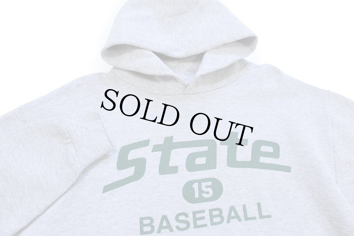 画像3: 90s メキシコ製 RUSSELLラッセル State 15 BASEBALL 三段中抜き スウェットパーカー 杢グレー M★フーディー (3)
