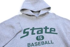 画像3: 90s メキシコ製 RUSSELLラッセル State 15 BASEBALL 三段中抜き スウェットパーカー 杢グレー M★フーディー (3)