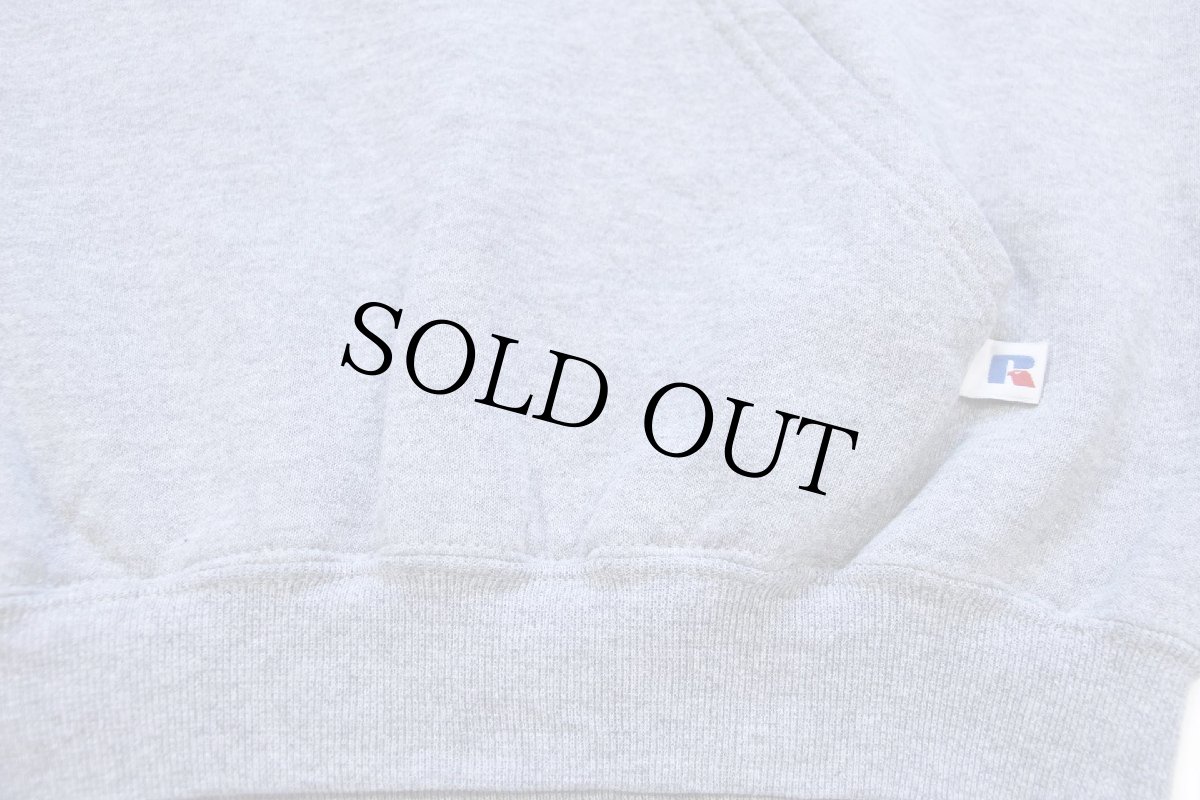 画像5: 90s メキシコ製 RUSSELLラッセル State 15 BASEBALL 三段中抜き スウェットパーカー 杢グレー M★フーディー (5)