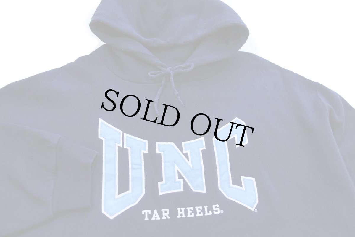 画像3: 90s メキシコ製 RUSSELLラッセル UNC TAR HEELS アップリケ&刺繍 スウェットパーカー 紺 L★フーディー (3)
