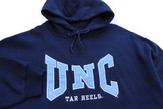 画像3: 90s メキシコ製 RUSSELLラッセル UNC TAR HEELS アップリケ&刺繍 スウェットパーカー 紺 L★フーディー (3)