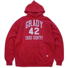 画像1: 90s メキシコ製 RUSSELLラッセル GRADY 42 CROSS COUNTRY スウェットパーカー 濃赤 L★フーディー (1)