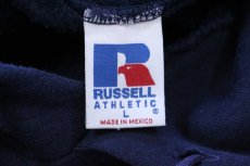 画像4: 90s メキシコ製 RUSSELLラッセル UNC TAR HEELS アップリケ&刺繍 スウェットパーカー 紺 L★フーディー (4)
