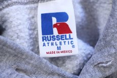 画像4: 90s メキシコ製 RUSSELLラッセル State 15 BASEBALL 三段中抜き スウェットパーカー 杢グレー M★フーディー (4)