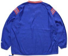 画像2: 90s USA製 DeLONGデロング DAVID GATOR FAN マスコット刺繍 ヘンリーネック プルオーバー ナイロンジャケット 青 2XL★特大 (2)