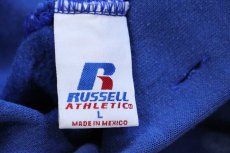 画像4: 00s メキシコ製 RUSSELLラッセル EAST MEADOW 36 JETS アメフト ブリーチ飛び スウェットパーカー 青 L★フーディー (4)