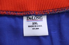 画像5: 90s USA製 DeLONGデロング DAVID GATOR FAN マスコット刺繍 ヘンリーネック プルオーバー ナイロンジャケット 青 2XL★特大 (5)