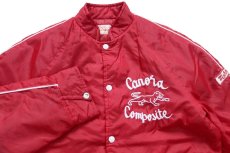 画像3: 80s Canora Composite 刺繍&パッチ付き スタンドカラー キルティングライナー ナイロンジャケット 赤 (3)