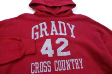 画像3: 90s メキシコ製 RUSSELLラッセル GRADY 42 CROSS COUNTRY スウェットパーカー 濃赤 L★フーディー (3)