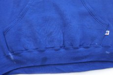 画像7: 00s メキシコ製 RUSSELLラッセル EAST MEADOW 36 JETS アメフト ブリーチ飛び スウェットパーカー 青 L★フーディー (7)