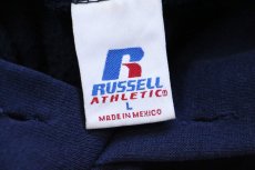 画像4: 00s メキシコ製 RUSSELLラッセル CENTENNIAL ひび割れプリント スウェットパーカー 紺 L★フーディー (4)