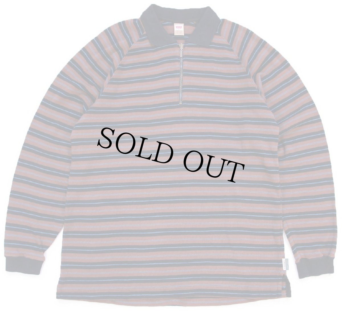 画像1: 90s USA製 Levi'sリーバイス ランダムボーダー ハーフジップ コットン カットソー L (1)