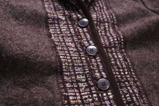 画像5: スペイン製 Zero 編み柄ニット×パイル 切り替え ウールジャケット ブラウン 50 (5)