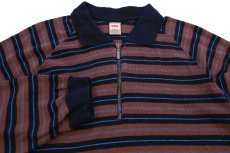 画像3: 90s USA製 Levi'sリーバイス ランダムボーダー ハーフジップ コットン カットソー L (3)