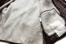 画像8: スペイン製 Zero 編み柄ニット×パイル 切り替え ウールジャケット ブラウン 50 (8)