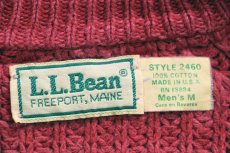 画像4: 80s USA製 L.L.Bean 無地 ローゲージ コットンニット セーター 薄赤 M (4)