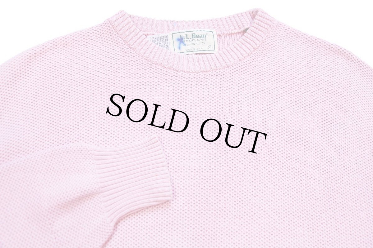 画像3: 80s USA製 L.L.Bean 無地 コットンニット セーター ピンク W-XL (3)