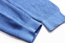 画像6: L.L.Bean 無地 ハイネック ハーフジップ ワッフル コットン×カシミヤニット セーター 杢ブルー XXL-R★特大 (6)