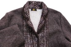 画像3: スペイン製 Zero 編み柄ニット×パイル 切り替え ウールジャケット ブラウン 50 (3)