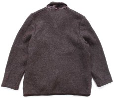 画像2: スペイン製 Zero 編み柄ニット×パイル 切り替え ウールジャケット ブラウン 50 (2)