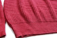 画像5: 80s USA製 L.L.Bean 無地 ローゲージ コットンニット セーター 薄赤 M (5)