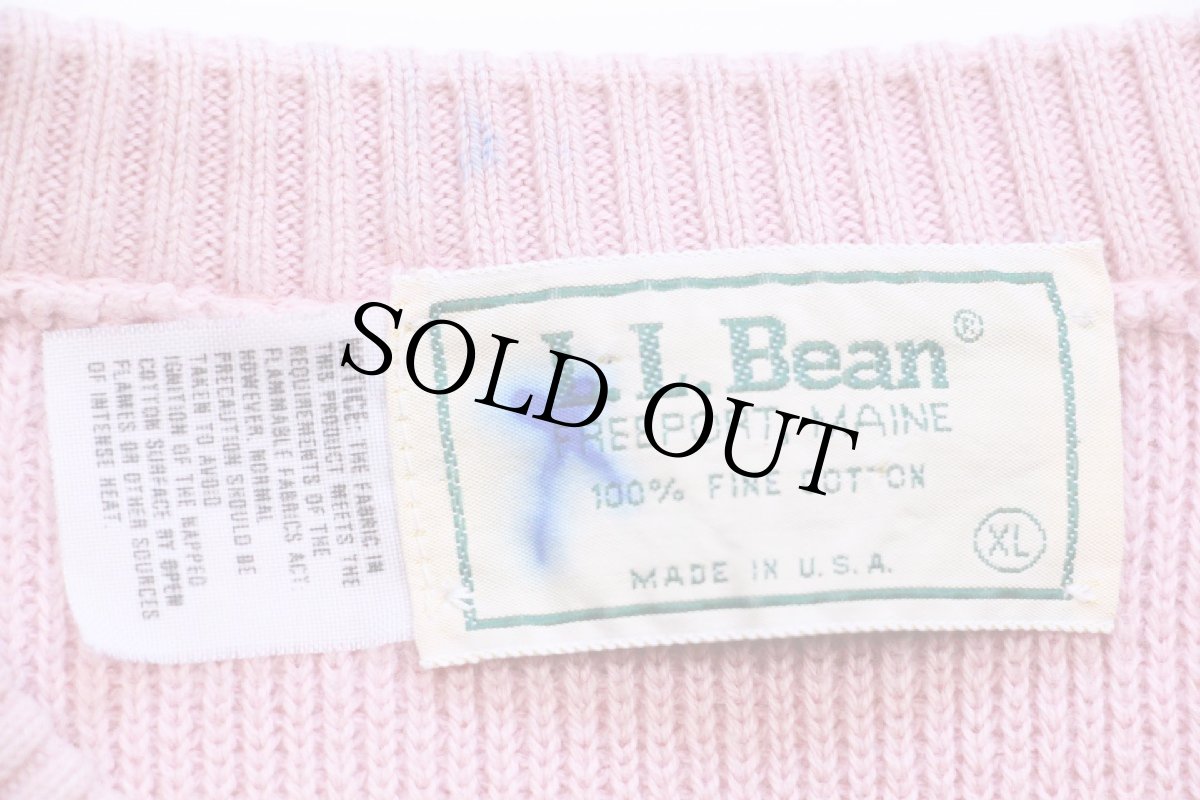 画像4: 80s USA製 L.L.Bean 無地 コットンニット セーター ピンク W-XL (4)