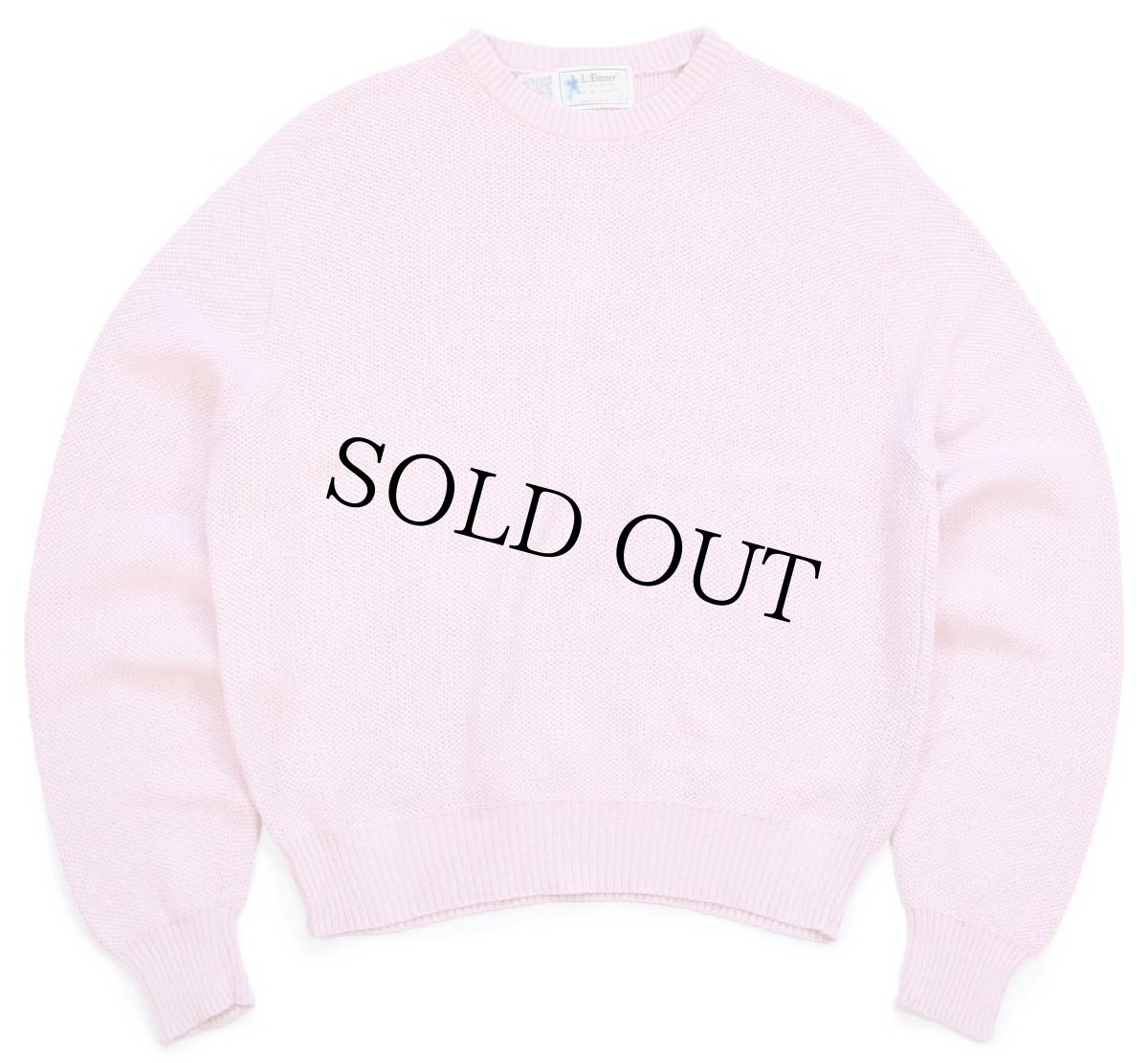 画像1: 80s USA製 L.L.Bean 無地 コットンニット セーター ピンク W-XL (1)